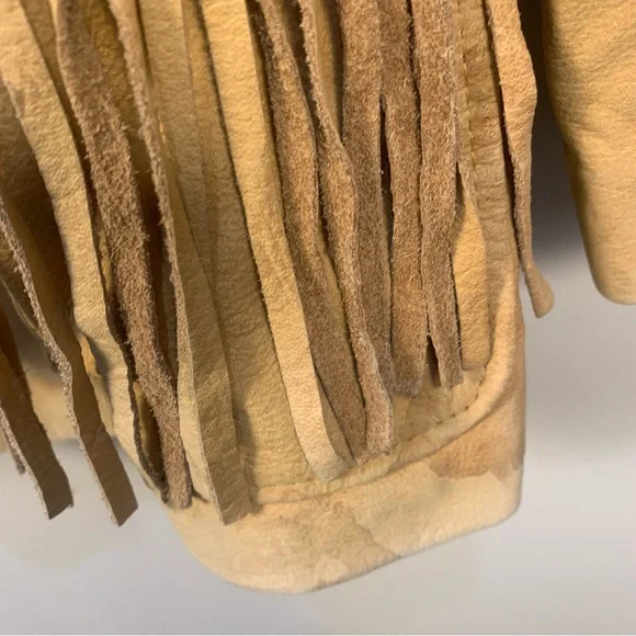 VTG LNR Soft Leather Western Tassel Fringe Waist Drawstring Jacket - Picture 16 of 16